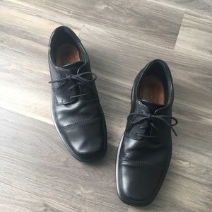 Ecco Black Oxford Leather Lace Up Square Toe 44